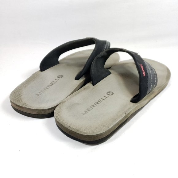 Merrell Men's Size 12 Black Leather Thong Sandals - Picture 4 of 8